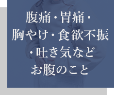 腹痛・胃痛・胸やけ・食欲不振・吐き気などお腹のこと