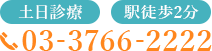 土日診療　駅徒歩2分　03-3766-2222